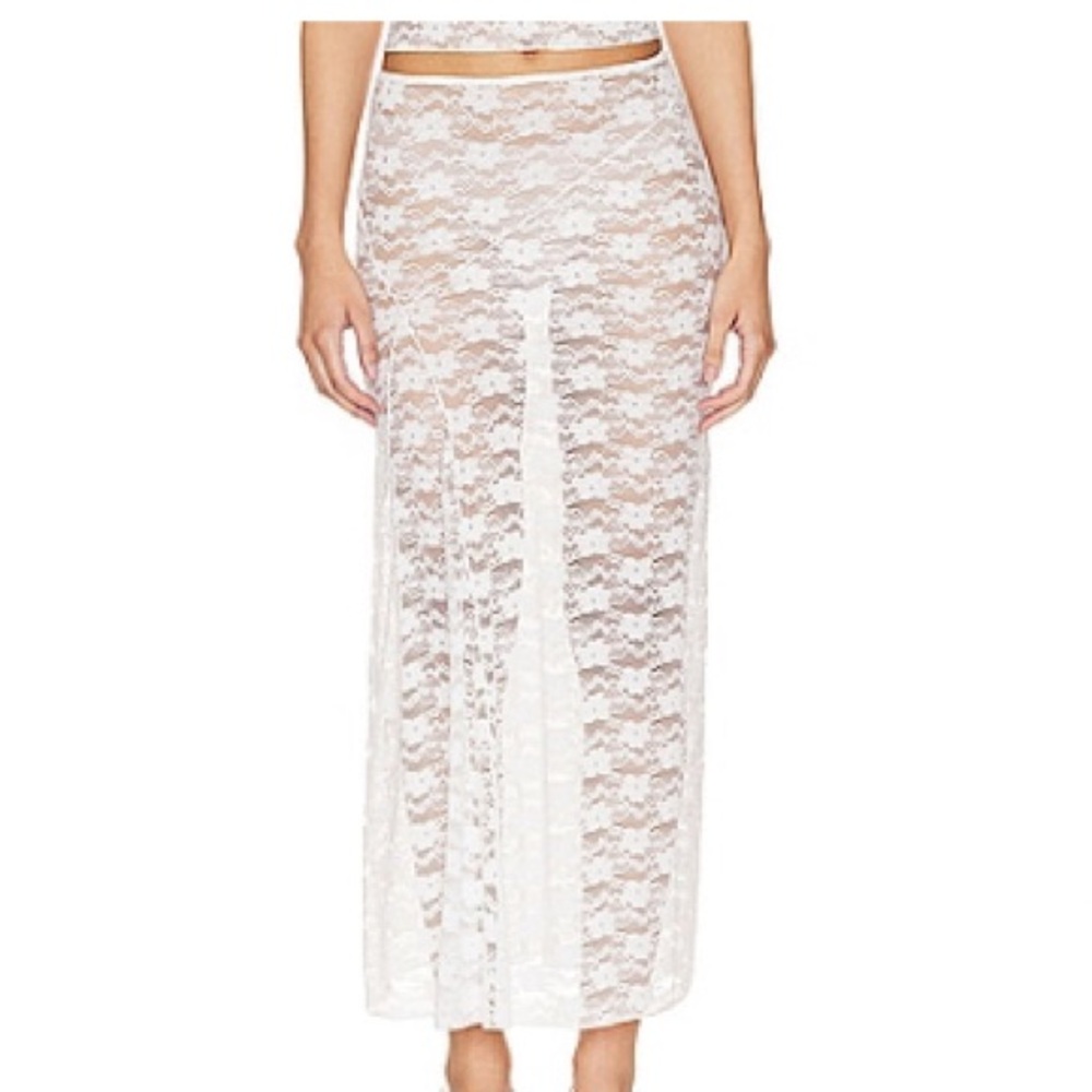 MAJORELLE Alexa Sheer Midi Skirt - White